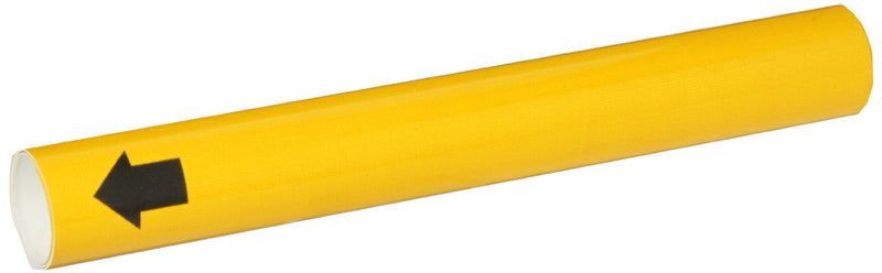 Brady 4010-B Snap-On 1-1/2" - 2-3/8" Outside Pipe Diameter B-915 Coiled Printed Plastic Sheet Yellow Color Pipe Marker