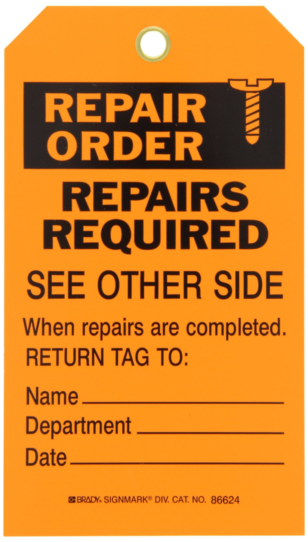 Brady 86624 7" Height, 4" Width, B-851 Economy Polyester, Black On Orange Color Inspection And Material Control Tag (Pack Of 10)