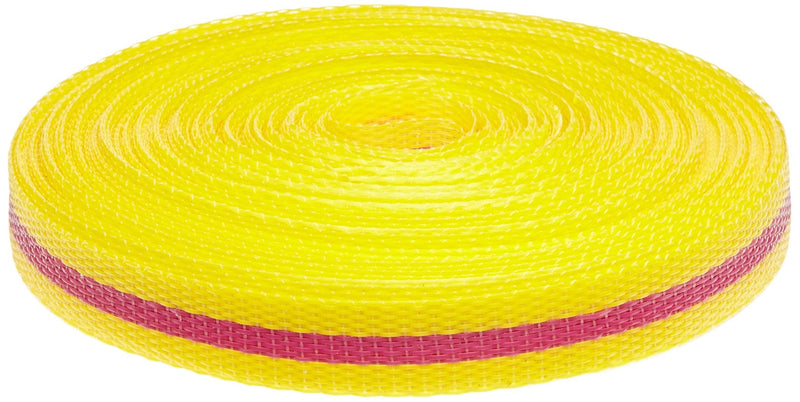 Brady 91173 150' Length, 3/4" Width, B-903 Polypropylene, Magenta And Yellow Color Woven Barricade Tape, Legend (Magenta And Yellow Horizontal Warning Stripes)