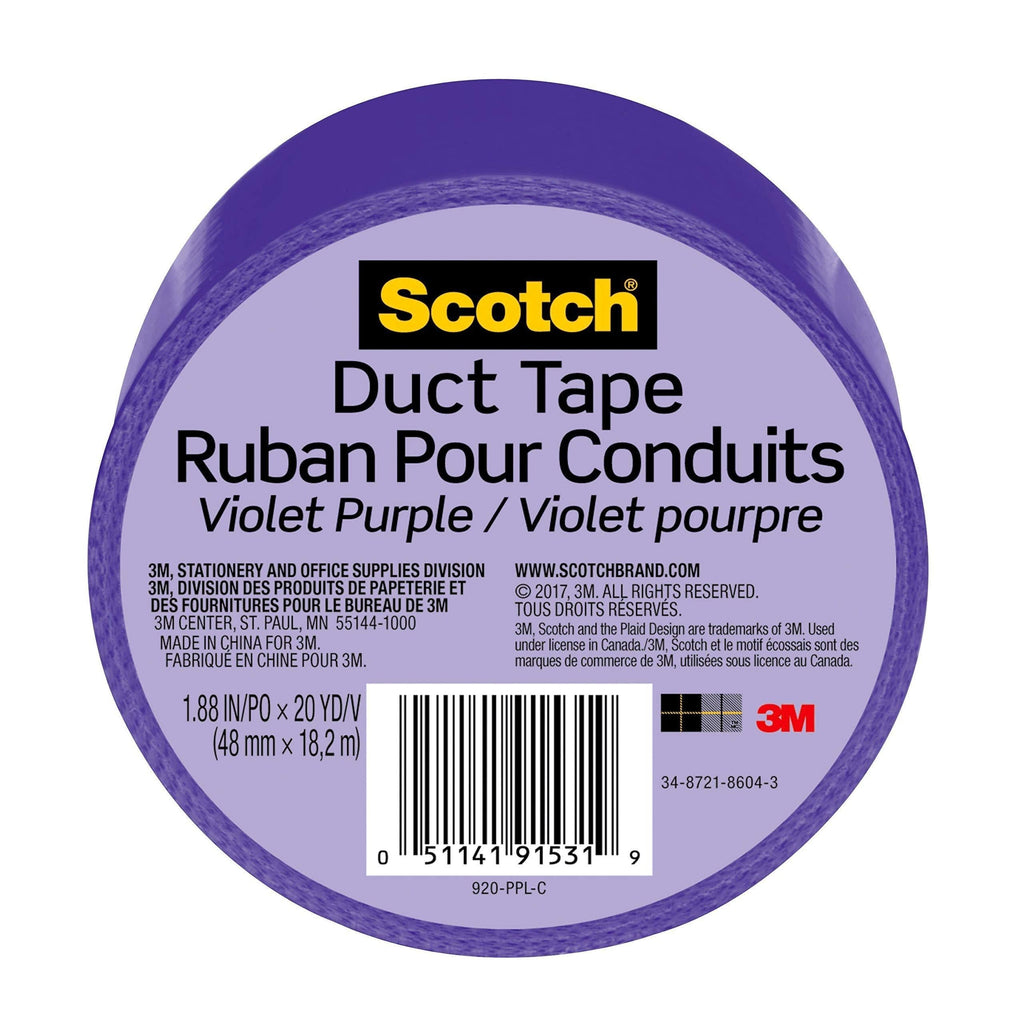 Scotch Duct Tape, 1.88 in x 20 yd, Violet Purple, 1 Roll (920-PPL-C)