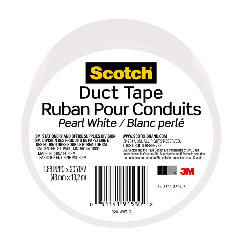 Scotch Duct Tape, Pearl White, 1.88-Inch by 20-Yard