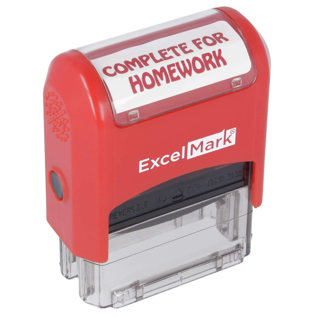 Complete for Homework - ExcelMark Self-Inking Two-Color Rubber Teacher Stamp - Perfect for Grading Homework - Red and Blue Ink