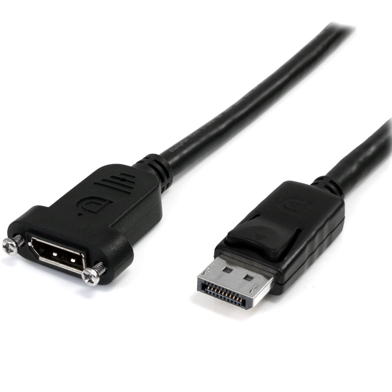 StarTech.com 3 ft / 91 cm 20 pin DP DisplayPort Extension Panel Mount Cable - DisplayPort to DisplayPort - Male to Female (DPPNLFM3PW) Power Delivery 3 ft / 1m