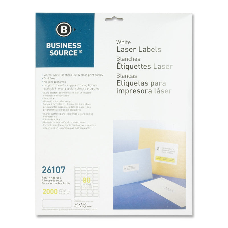 Business Source Laser Return Address Labels - Pack of 2000