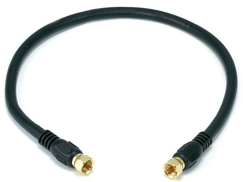 Monoprice RG6 Quad Shield CL2 Coaxial Cable with F Type Connector Black 1.5Ft