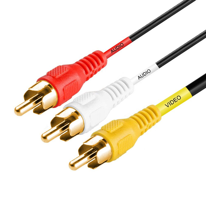 Cmple - 3-RCA Composite Video Audio A/V AV Cable Gold - 3 ft 3FT Black