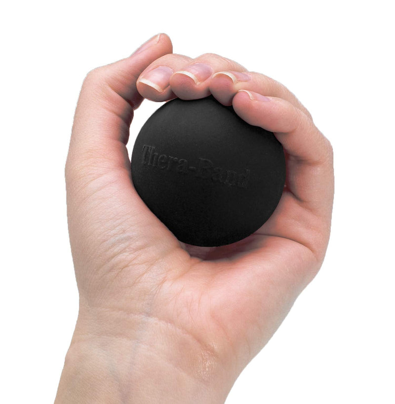 Theraband Hand Exerciser, Stress Ball for Hand, Wrist, Finger, Forearm, Grip Strengthening & Therapy, Squeeze Ball to Increase Hand Flexibility & Relieve Joint Pain, Black, Extra Firm