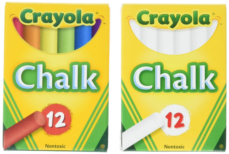 Crayola Non-Toxic White Chalk(12 ct box)and Colored Chalk(12 ct box) Bundle Value Not Found