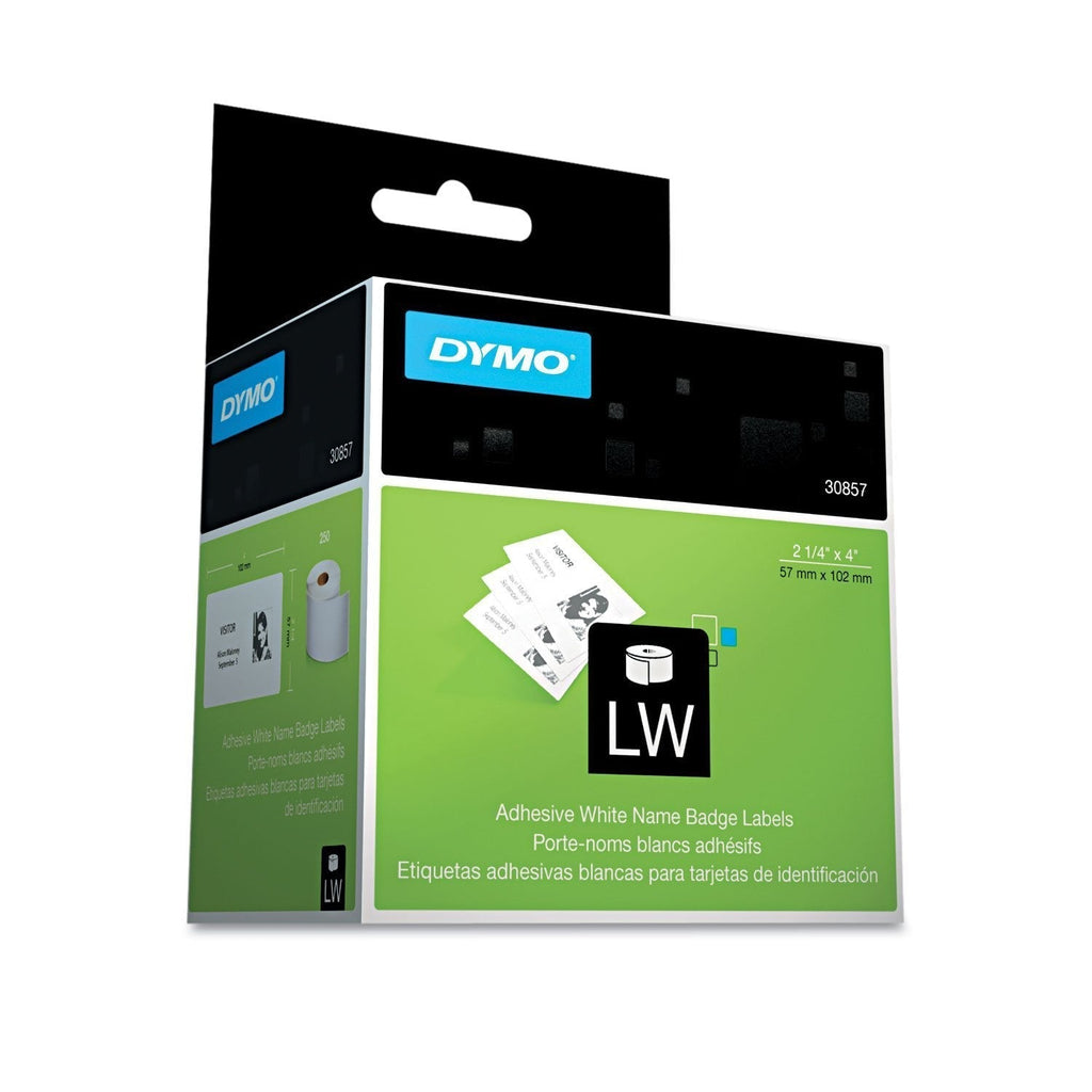 DYMO Self-Adhesive Name Badge Labels 2-1/4 x 4 White 250/Box DYM30857