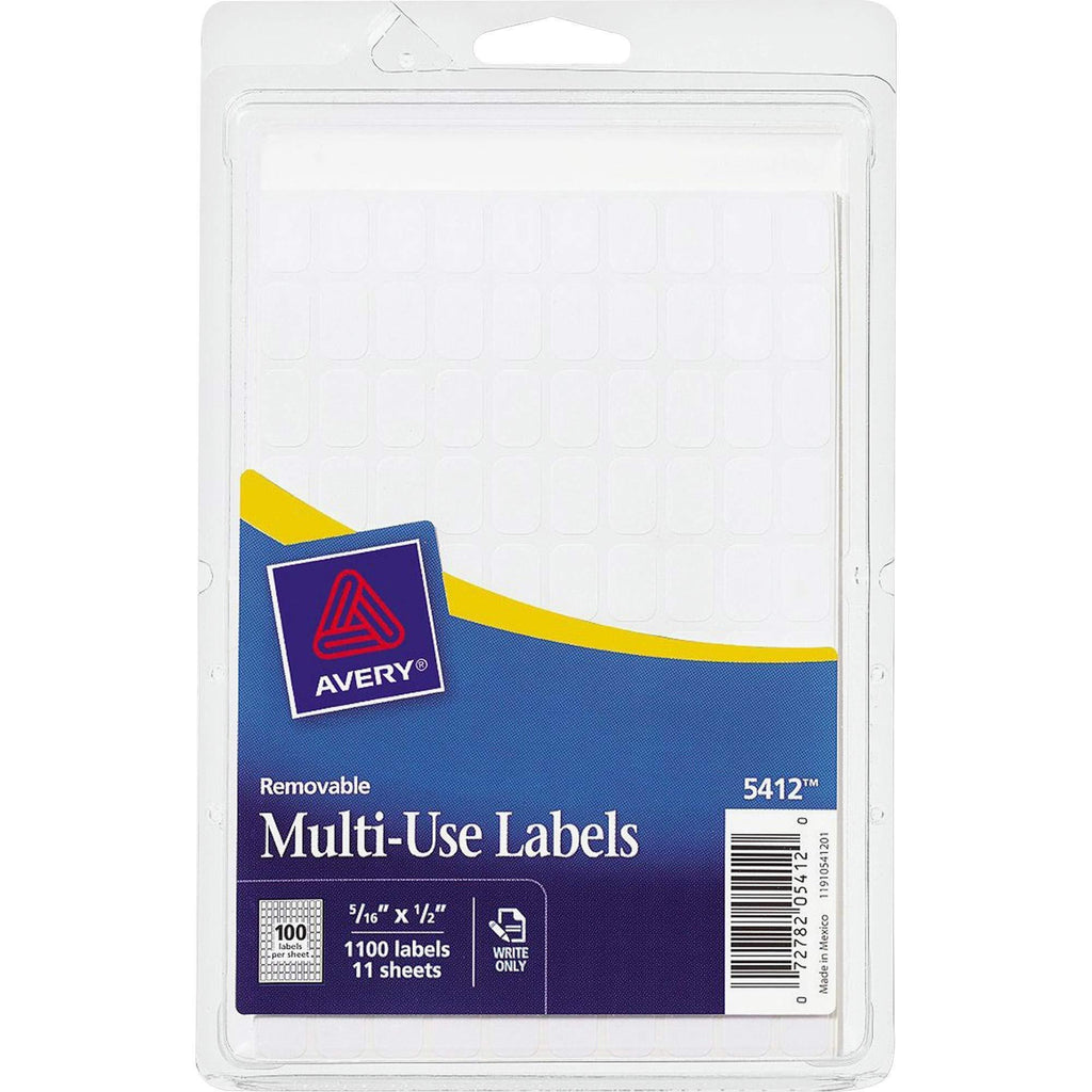 Avery 05412 Removable Multi-Use Labels, 5/16-Inch x 1/2-Inch, White, 1000 Labels/Pack