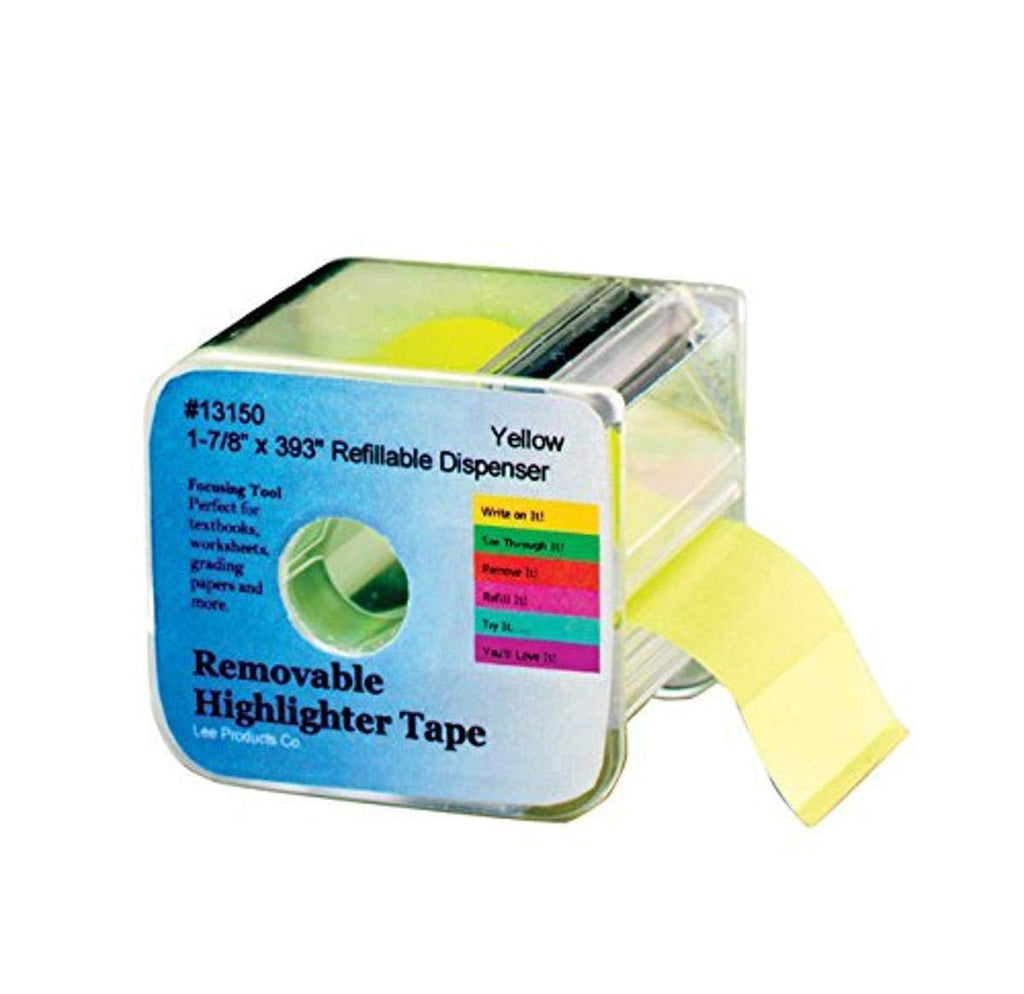 Lee Products 13154 Removable Highlighter Tape Dispenser, 2.25" Height, 2.25" Width, 2.75" Length