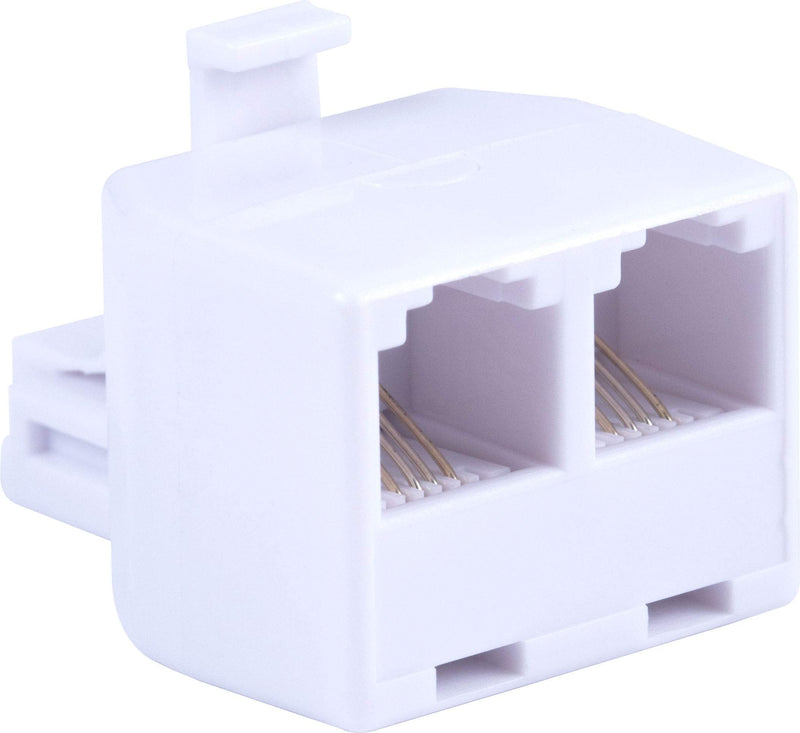 Power Gear Telephone Duplex Adapter, Home or Office, Compatible with Answering Machines, All Brands, RJ14, RJ11, White, 76191 1 Pack
