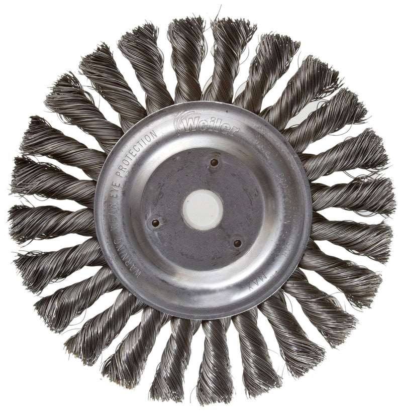 Weiler 08085 6" Standard Twist Knot Wire Wheel, .014" Steel Fill, 5/8"-1/2" Arbor Hole, Made in the USA 0.014" Wire Size