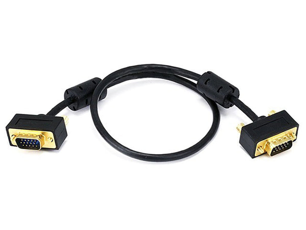 Monoprice 1.5ft Ultra Slim SVGA Super VGA 30/32AWG M/M Monitor Cable w/ ferrites (Gold Plated Connector) 1.5 Feet