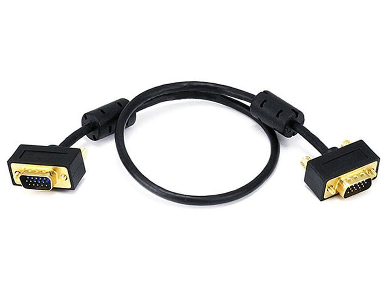 Monoprice 1.5ft Ultra Slim SVGA Super VGA 30/32AWG M/M Monitor Cable w/ ferrites (Gold Plated Connector) 1.5 Feet