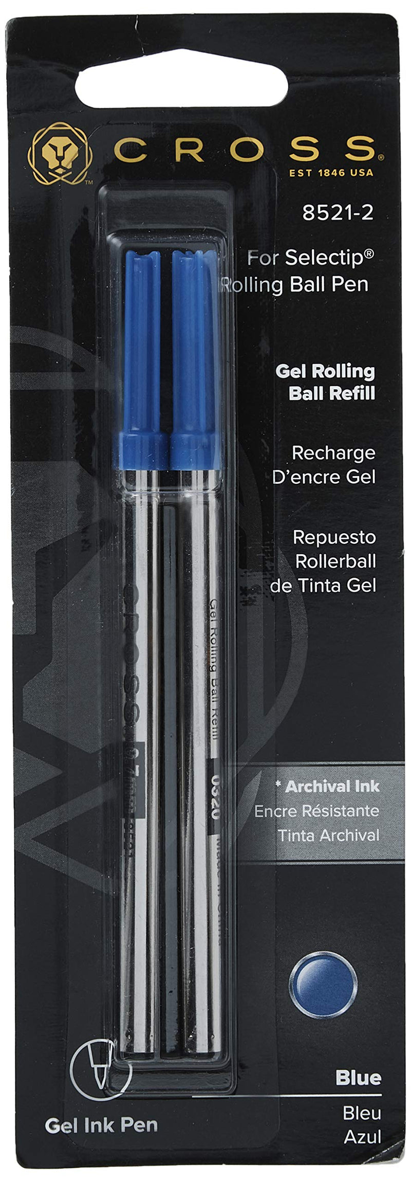 Cross Selectip Gel Rollerball Pen Refill - Blue - Dual Pack