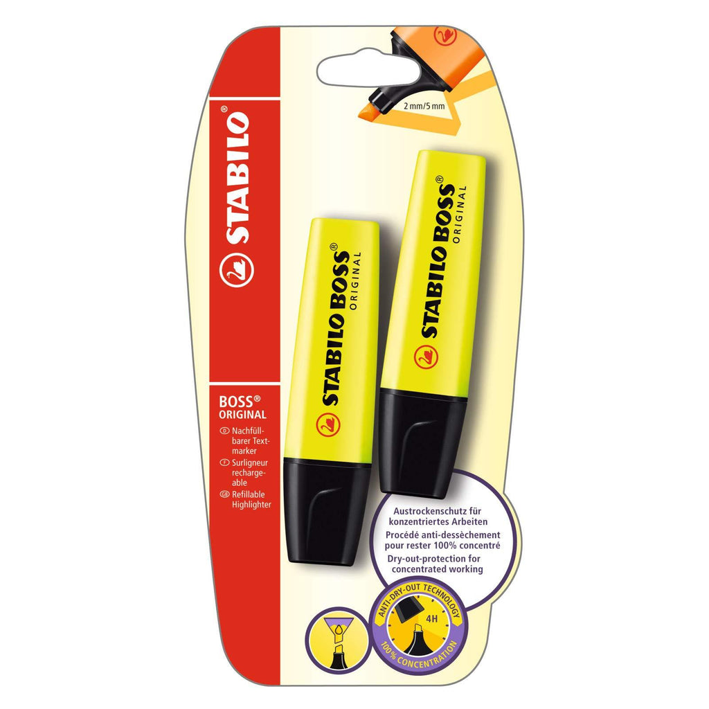 Highlighter - STABILO BOSS ORIGINAL Yellow Pack of 2 (B-10422-10)