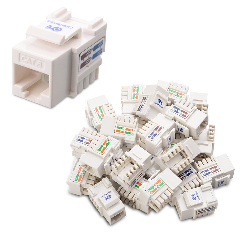 Cable Matters UL Listed 25-Pack RJ45 Keystone Jack in White and Keystone Punch-Down Stand