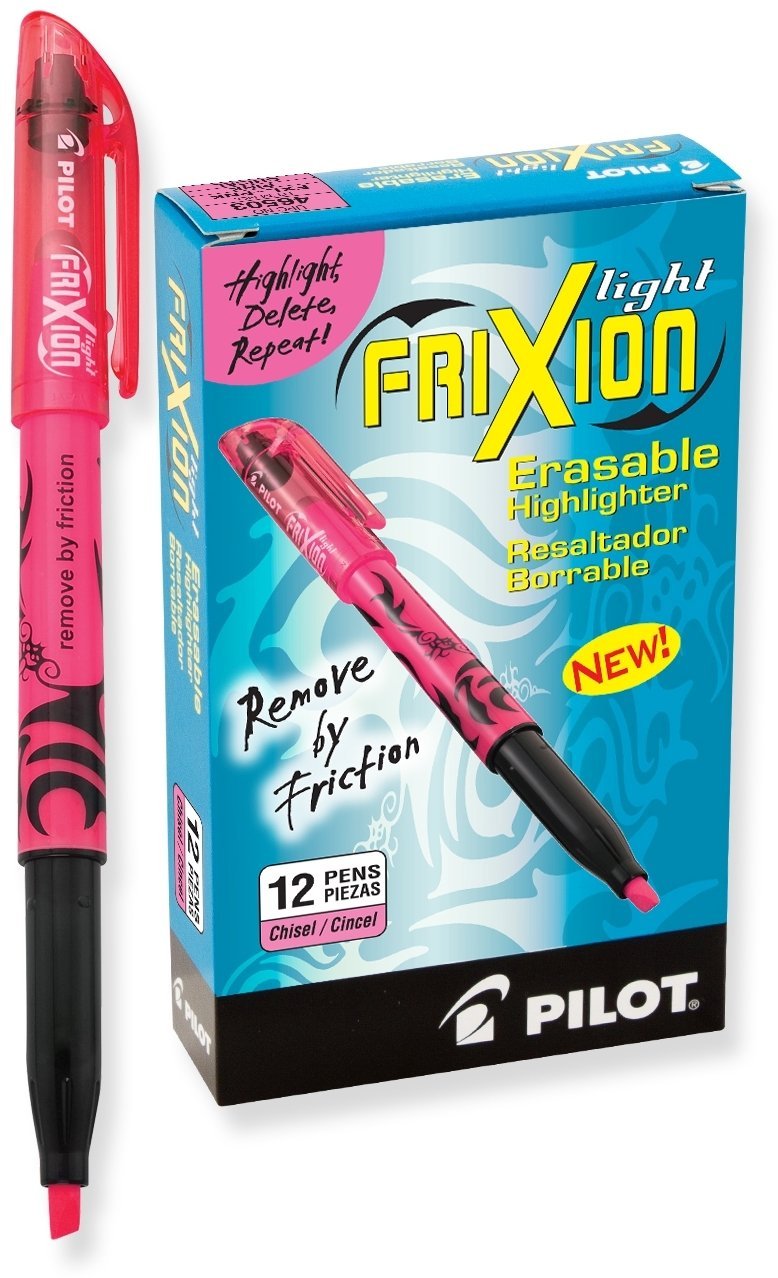 PILOT FriXion Light Erasable Highlighters, Chisel Tip, Pink Ink, 12-Pack (46503) Pack of 12