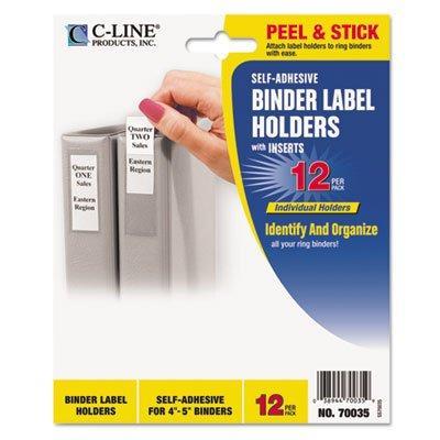 C-Line Products - C-Line - Self-Adhesive Ring Binder Label Holders, Top Load, 2 1/4 x 3, Clear, 12/Pack - Sold As 1 Pack - Make binders easy to identify and organize. - Insertable self-adhesive label holders let you create a labeling system in seconds....