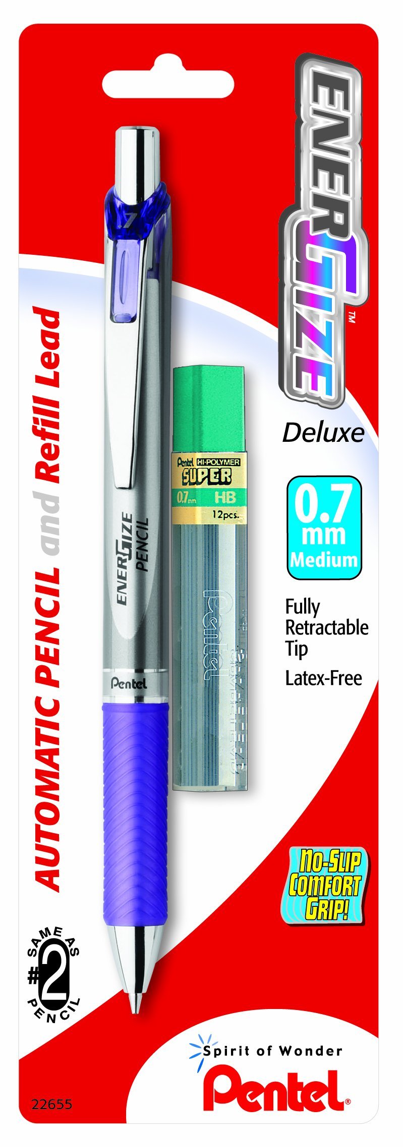 Pentel EnerGize Automatic Pencil with Lead, 0.7mm, Assorted, 1 Pack (PL77LBP)