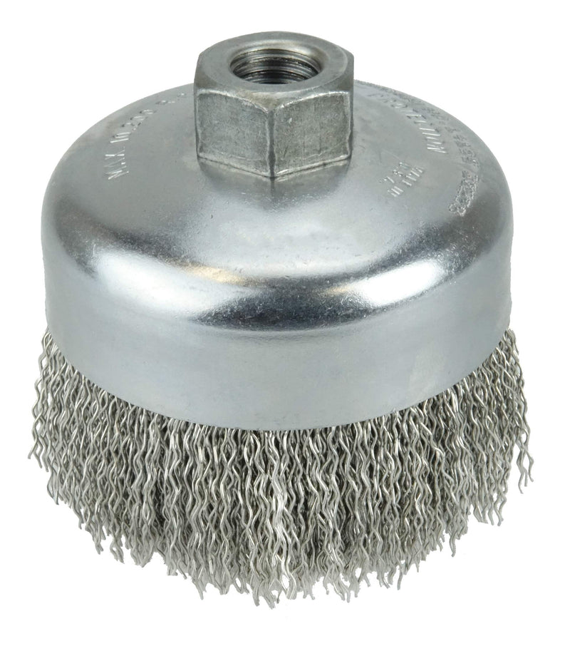 Weiler 14036 4" Crimped Wire Cup Brush, .020" Steel Fill, 5/8"-11 UNC NUT, Made in the USA 4" Dia .020" Wire Size x 1-3/8" Trim Length