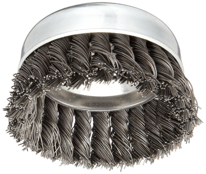Weiler 36044 Vortec Pro 4" Knot Wire Cup Brush, .025" Steel Fill, 5/8"-11 UNC Nut, Made in the USA 4" Dia .025" Wire Size