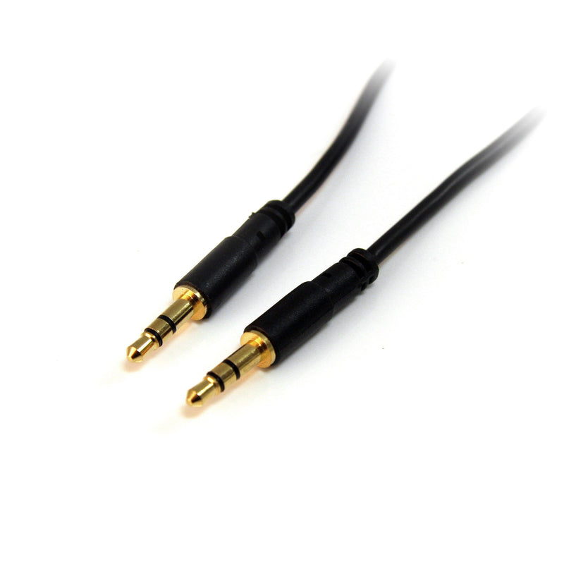 StarTech.com 15 ft. (4.6 m) 3.5mm Audio Cable - 3.5mm Slim Audio Cable - Gold Plated Connectors - Male/Male - Aux Cable (MU15MMS), Black 15ft Straight
