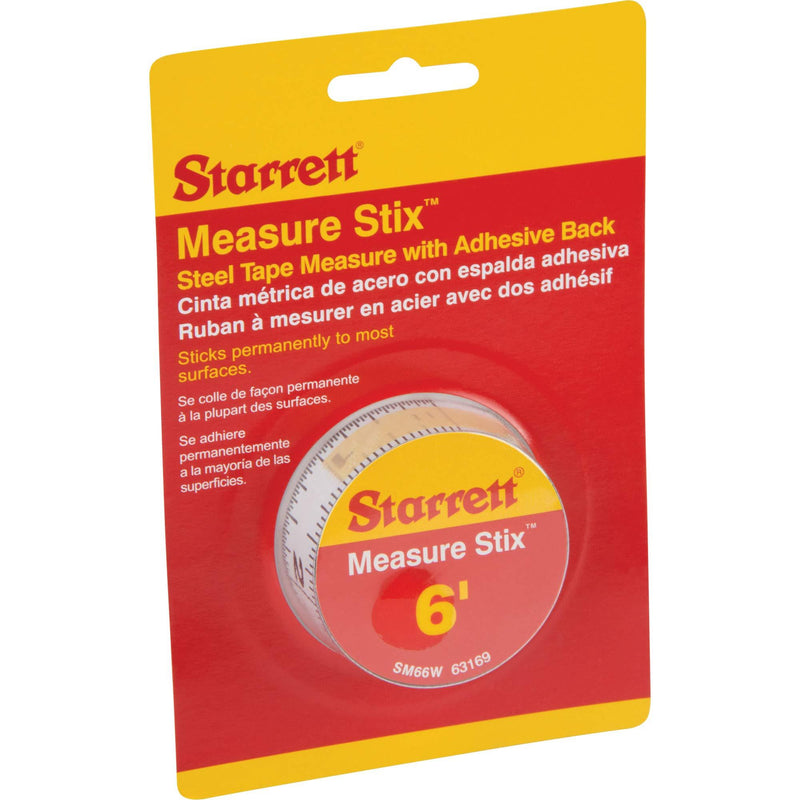 Starrett Measure Stix, SM66W - Steel Measuring Tape Tool, 3/4â€ x 6â€™ with Permanent Adhesive Backing, Mount to Work Bench, Saw Table, Drafting Tables and More, Cut Down to Needed Size White