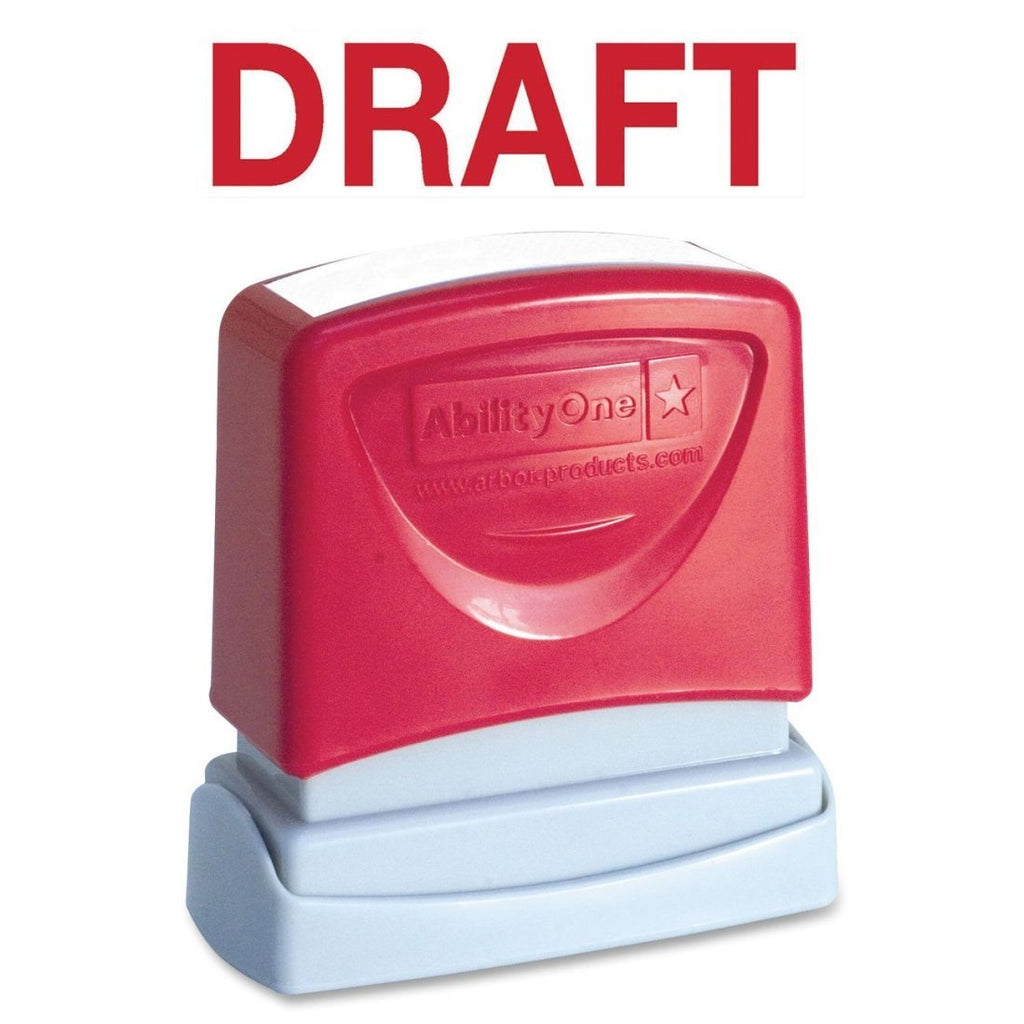 Pre-Inked Message Stamp - Draft - Red Ink