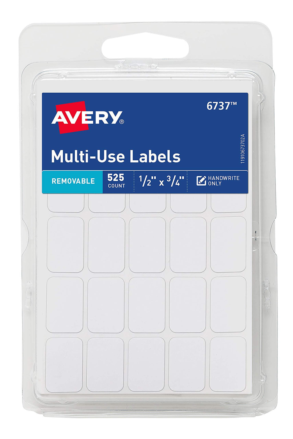 Avery Removable Labels, Rectangular, 0.5 x 0.75 Inches, White, Pack of 525 (6737) 450 Thermal Machine