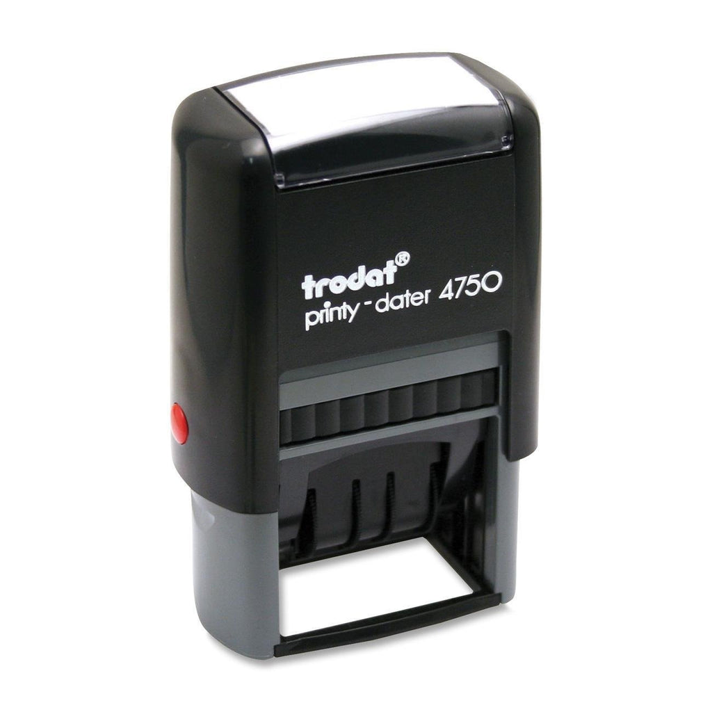 Trodat Printy Economy Self-Inking 5-in-1 Date Message Stamp, Received/Entered/Paid/Faxed/Date, Impression Size: 1" x 1-5/8", Blue/Red (E4754)