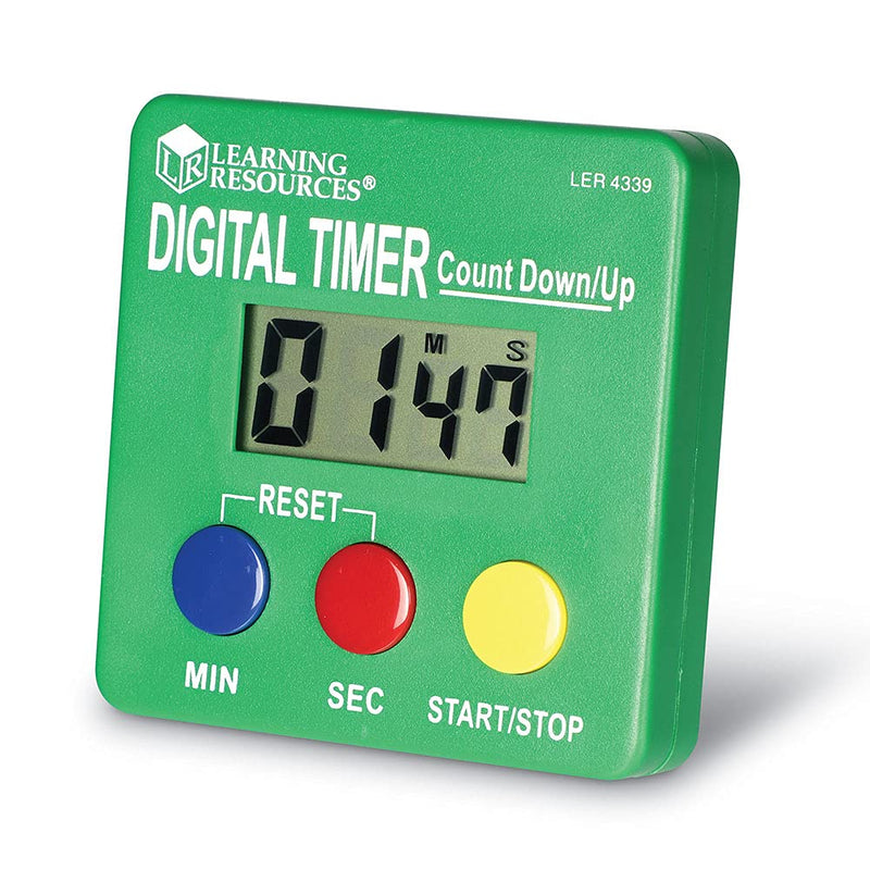 Learning Resources Digital Timer, Count Down/Up, Displays Seconds/Minutes, Ages 5+,Multicolor,2.75 "x 2.75"