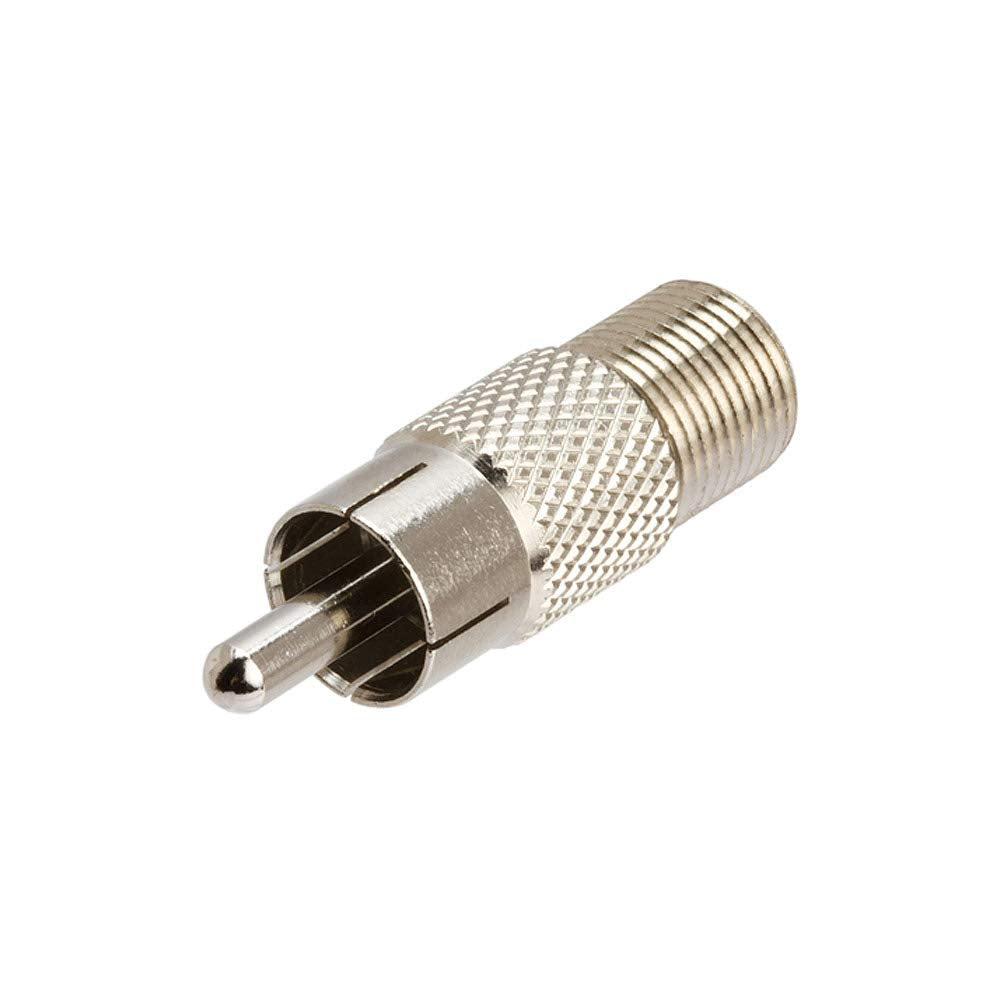 Cmple - RCA Male to F-Type Female Adapter Coupler Coax Cable M/F Connector, RCA Male to F Female Coax Audio Adapter - Chrome Single F Jack to RCA Plug