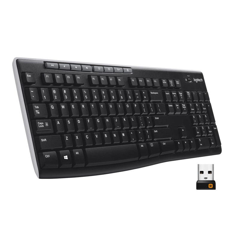 Logitech K270 Wireless Keyboard for Windows, 2.4 GHz Wireless, Full-Size, Number Pad, 8 Multimedia Keys, 2-Year Battery Life, Compatible with PC, Laptop Keyboard K270