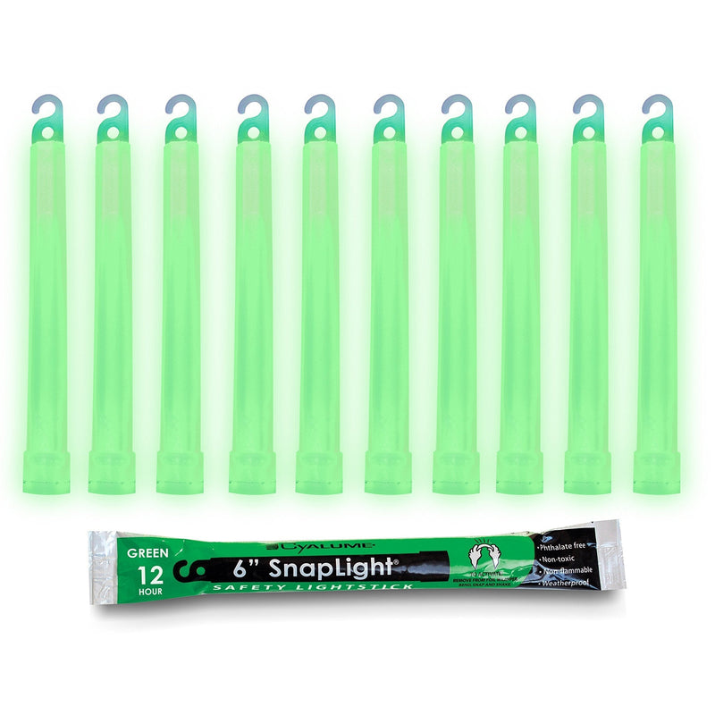 Cyalume-9-08001 Green Glow Sticks - Premium Bright 6” SnapLight Sticks with 12 Hour Duration (10 Pack) 10 Pack