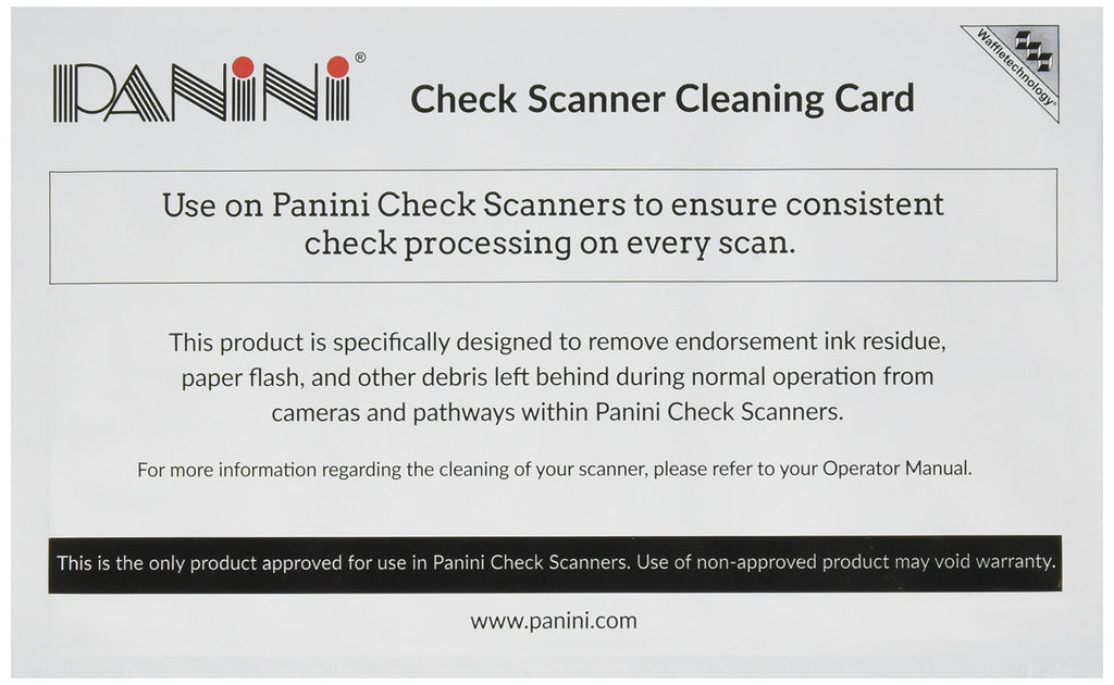 Panini Check Scanner Cleaning Cards featuring Waffletechnology (15 cards) 15 Cards