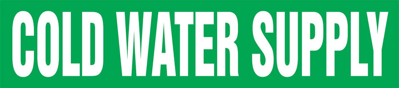 Accuform RPK223SSD Self-Stick"Cold Water Supply" Pipe Marker for 2-1/2" to 6" OD Pipe, White on Green, 2-1/2" H x 12" W