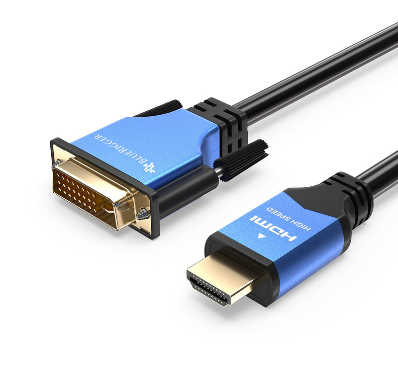 BlueRigger HDMI to DVI Cable (6.6FT, High-Speed, Bi-Directional Adapter Male to Male, DVI-D 24+1, 1080p, Aluminum Shell) - Compatible with Raspberry Pi, Roku, Xbox One, PS5/PS4/PS3, Graphics Card 6FT