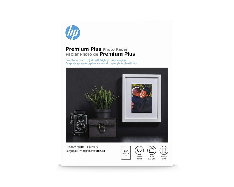 HP Premium Plus Photo Paper | Glossy | 5x7 | 60 Sheets 5" x 7"