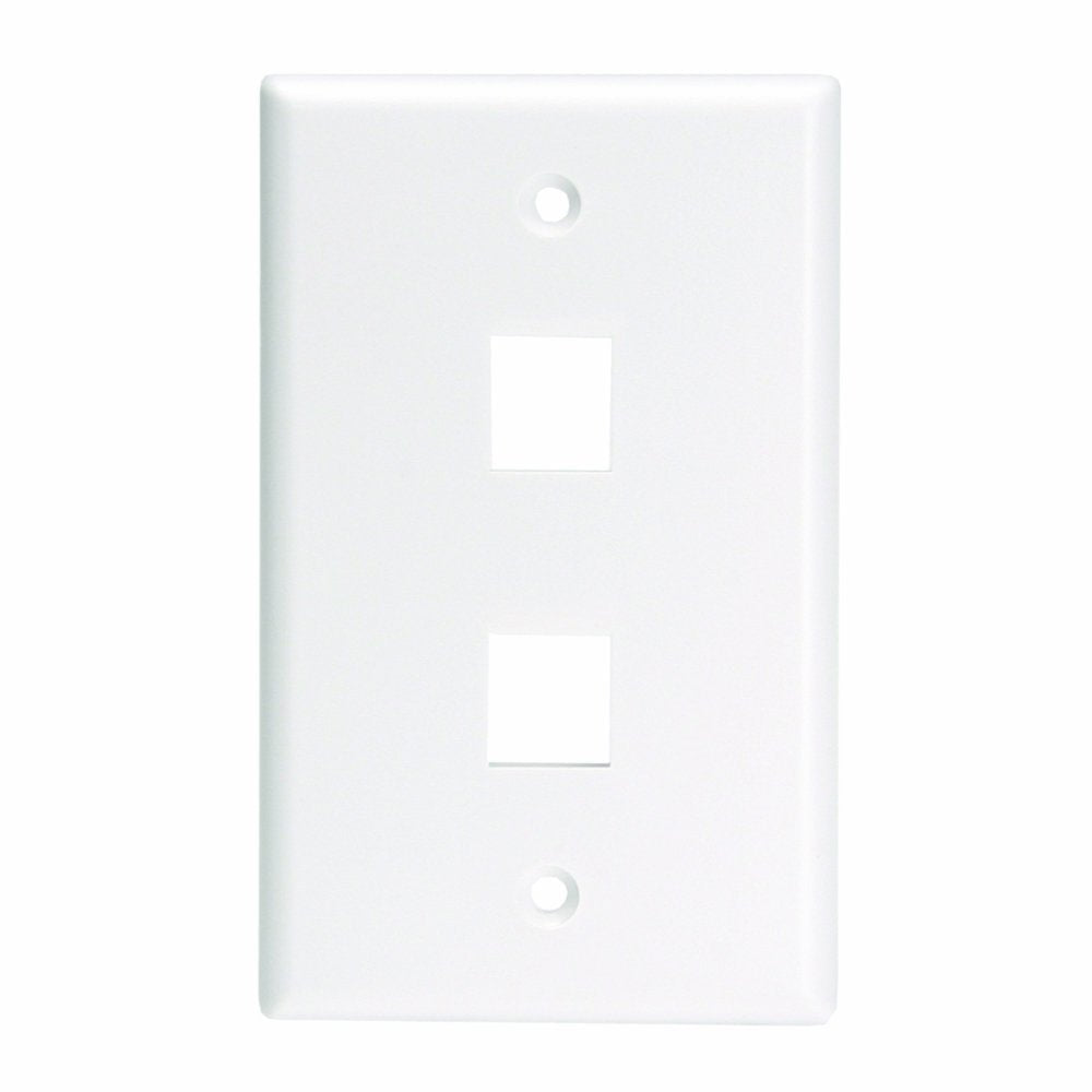 Leviton 41080-2WL QuickPort Wallplate For Large Connectors, Single Gang, 2-Port, White