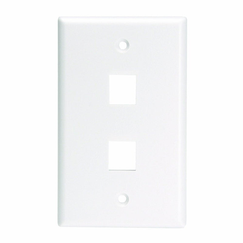 Leviton 41080-2WL QuickPort Wallplate For Large Connectors, Single Gang, 2-Port, White