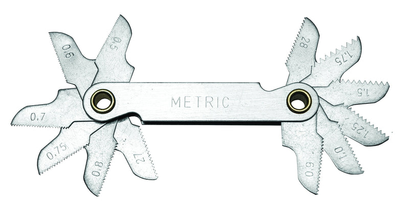 Century Drill and Tool 98402 Metric Pitch Gauge 12 Blade 0.50-1.75 pitch, NPT and BSP