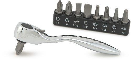 Titan 11205 3-1/2-Inch Offset Micro Ratcheting Bit Driver and Bit Set Offset Bit Driver w Bits