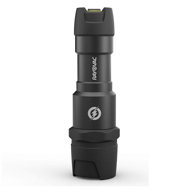 Rayovac - DIY3AAA-BE Virtually Indestructible LED Flashlight, 300 Lumen Waterproof Tactical Flashlight - Super Bright High Mode LED Flashlights for Camping, Hiking, Dog walking Black
