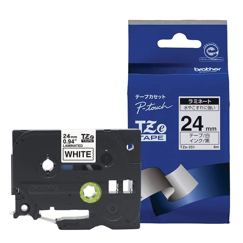 New-Brother P-Touch TZE251 - TZe Standard Adhesive Laminated Labeling Tape, 1w, Black on White - BRTTZE251