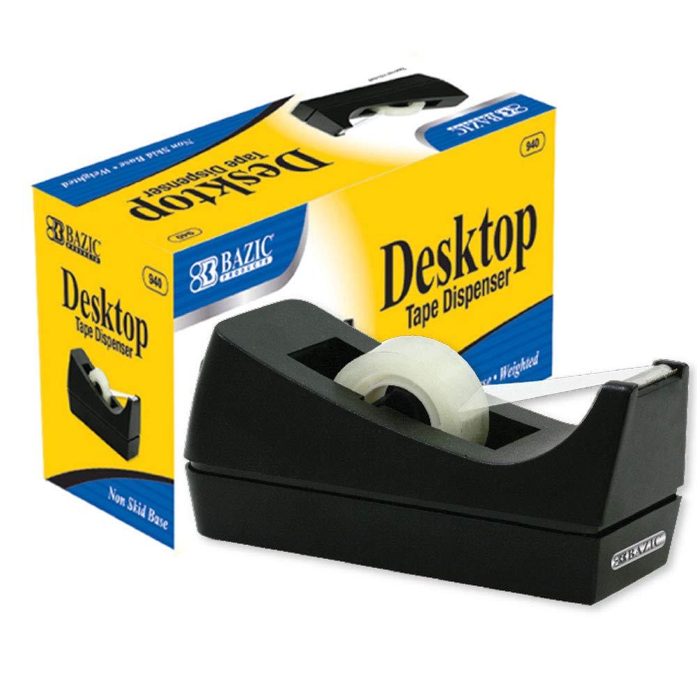 BAZIC 1-Inch Core Desktop Tape Dispenser for Office, Home, or School Supplies. Black 1 Unit