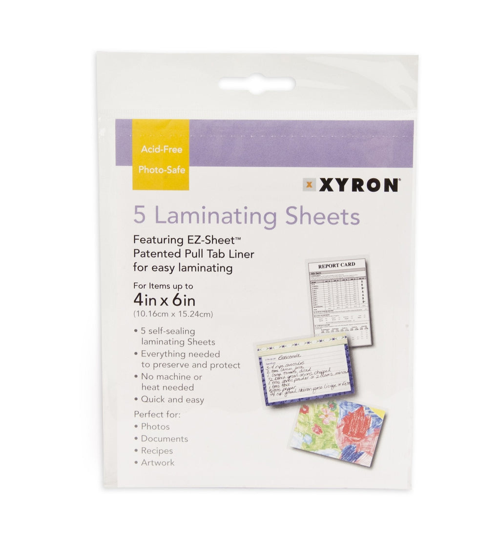 Xyron Laminating Sheets, 4" x 6" Pouches, for Photos, Documents, Recipes, Artwork, Cold Laminating, EZ-Sheet, 5 Pack (XSLP016) 4" x 6"