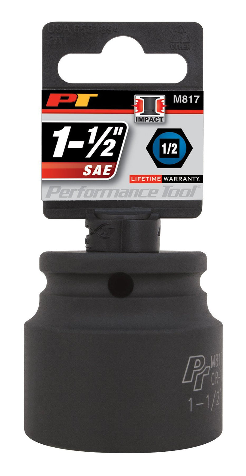 Performance Tool M817 1/2" Dr 1-1/2" Impact Socket 1/2" Dr 1-1/2"