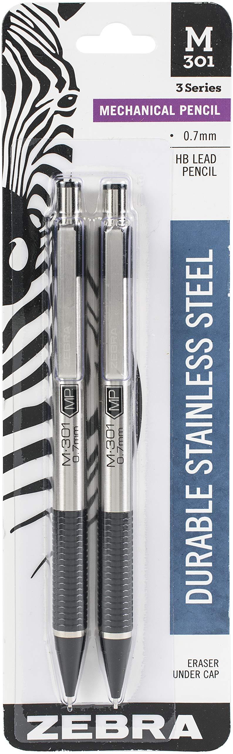 Zebra Pen Zebra Steel Mechanic Pencil, 2 Pack, Black Grip 2 Count